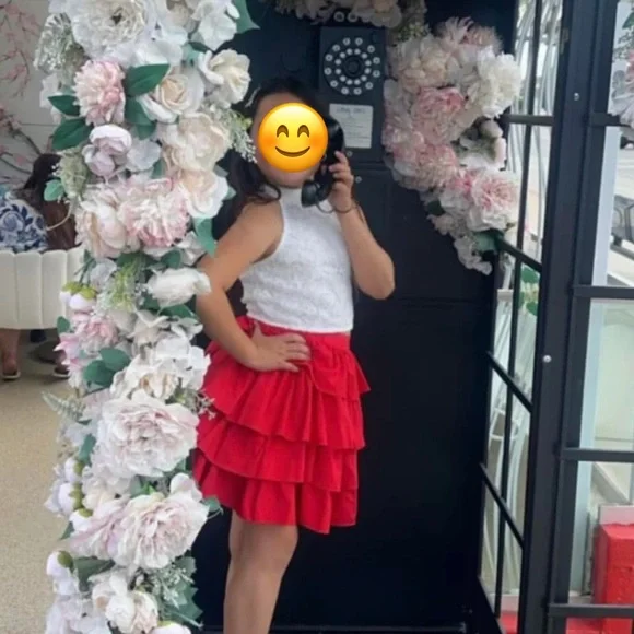 Red Ruffled Skirt - Picture 1 of 1